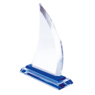 Trofeos de cristal forma vela de barco pequeña para personalizar